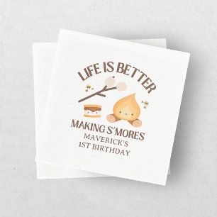 S'more Fun To Be One Kids Campfire 1st Birthday Napkin