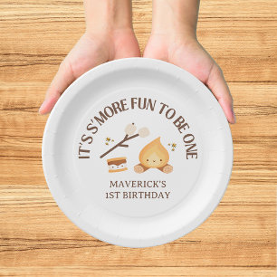 S'more Fun To Be One Kids Campfire 1st Birthday Paper Plate