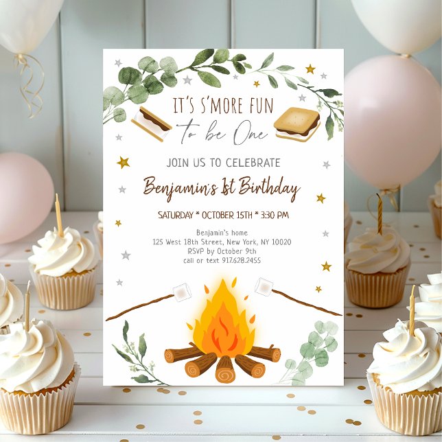 S'more Fun To Be One S'mores Campfire Birthday Invitation (Creator Uploaded)