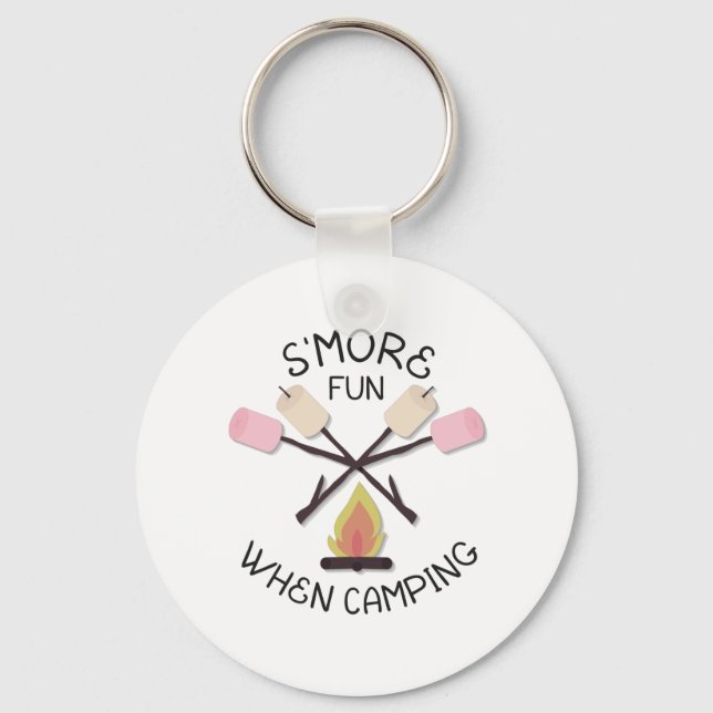 S'more Fun When Camping Outdoors Lover Gift Keychain (Front)