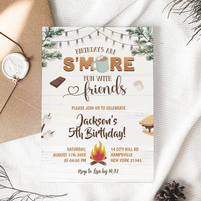 S'more Fun with Friends Camping Kids Birthday Invitation (Creator Uploaded)