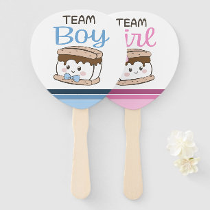 S'more gender reveal voting paddle hand fan