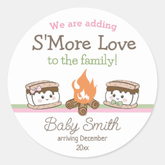 S'more Love baby shower gender reveal Classic Round Sticker