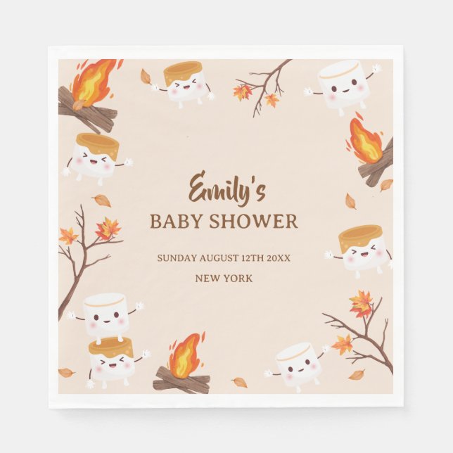 S'more Love Fall Rustic Camping Baby Shower  Napkin (Front)