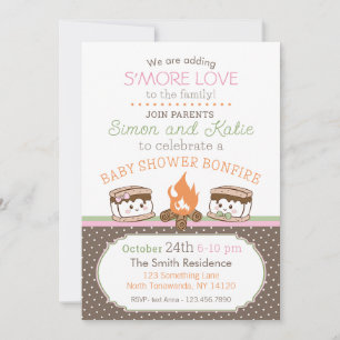 S'more Love thème baby shower invitation