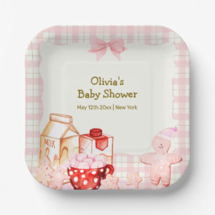 Smore Milk & Cookie Gingham Winter Baby Shower Paper Plate