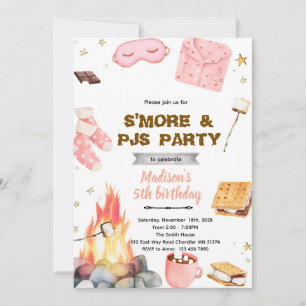 S'more pajamas party theme invitation