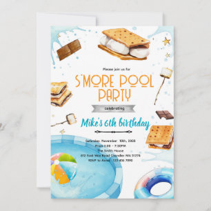 S'more pool birthday party invitation