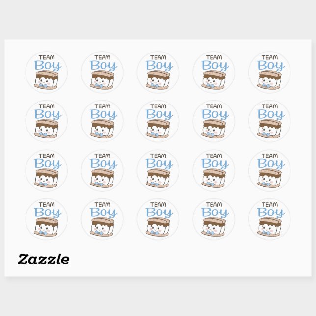 S'more Team Boy gender reveal stickers (Sheet)