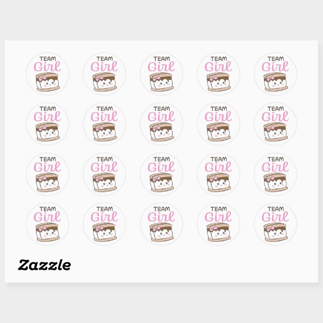 S'more Team Girl gender reveal stickers (Sheet)