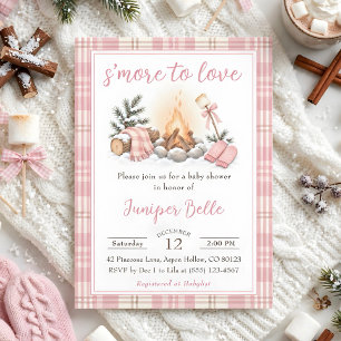 S'more to Love Campfire Pink Girl Baby Shower Invitation