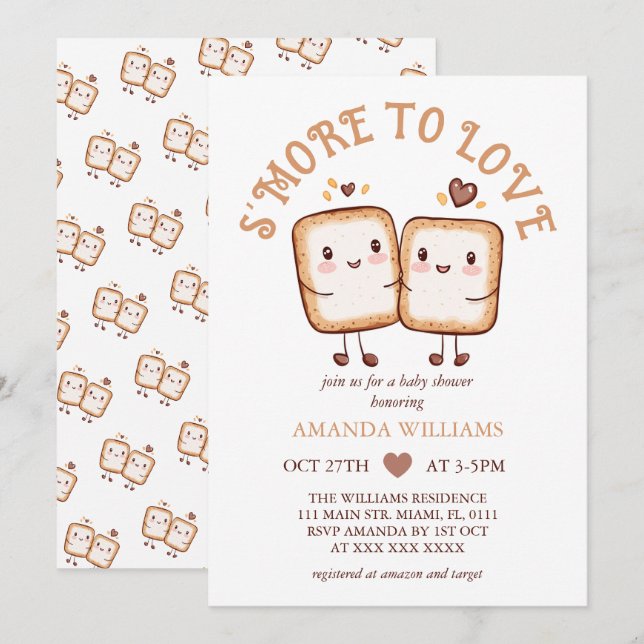 S'more to Love Kawaii Campfire Baby Shower  Invitation (Front/Back)