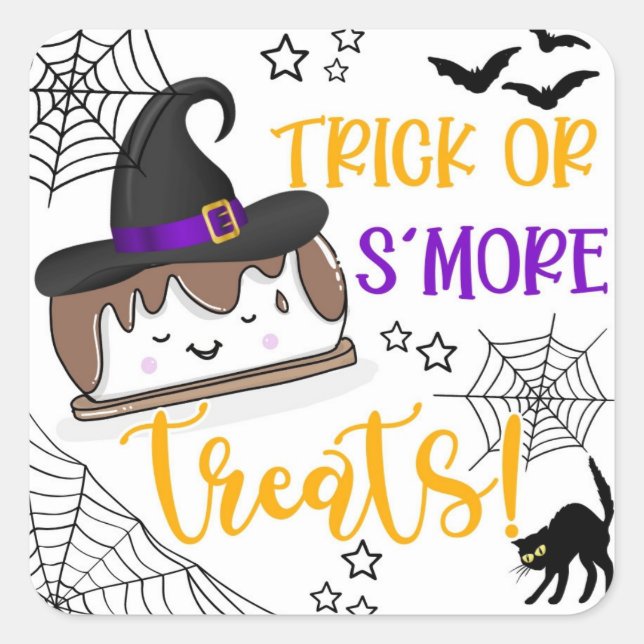 Smore trick or treat square sticker (Front)