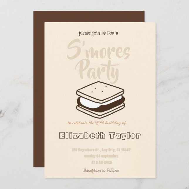 S'mores Birthday Party Invitation – Cozy Campfire (Devant / Derrière)