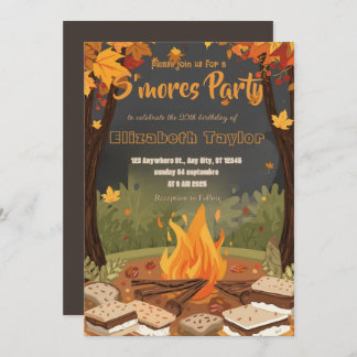 S'mores Birthday Party Invitation – Cozy Campfire