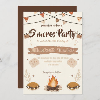 S'mores Birthday Party Invitation – Cozy Campfire