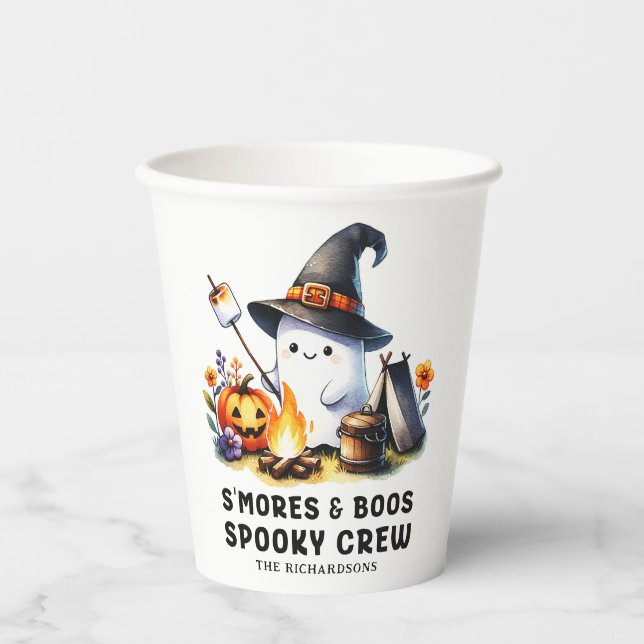 Smores Boos Spooky Crew Ghost Camping Halloween Paper Cups (Front)