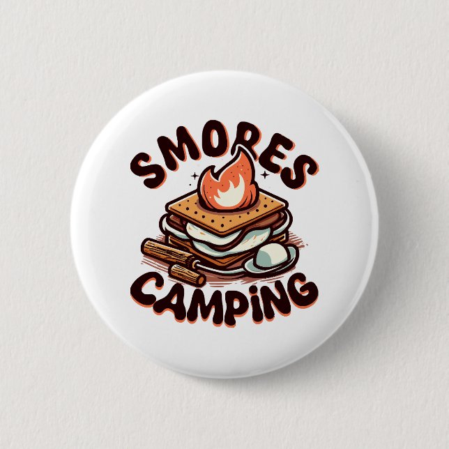 smores camp 2 inch round button (Front)