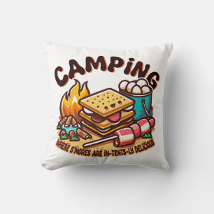 smores camp throw pillow