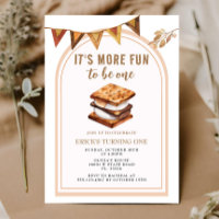 Smores Camping Arch 1st Birthday Invitation