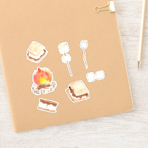Smores camping autocollants fête d'anniversaire