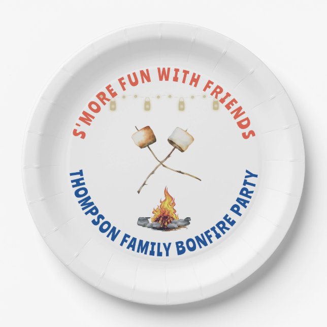 S'mores Fun Bonfire Backyard Cookout Friendsgiving Paper Plate (Front)