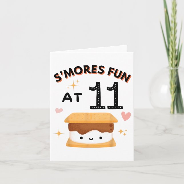 Smores Fun Camping Birthday 11 Years Old Camper 11 Card (Front)