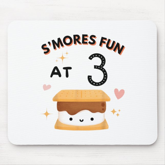Smores Fun Camping Birthday 3 Years Old Camper 3rd Mouse Pad (Front)