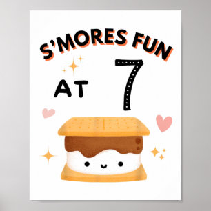 Smores Fun Camping Birthday 7 Years Old Camper 7th Poster