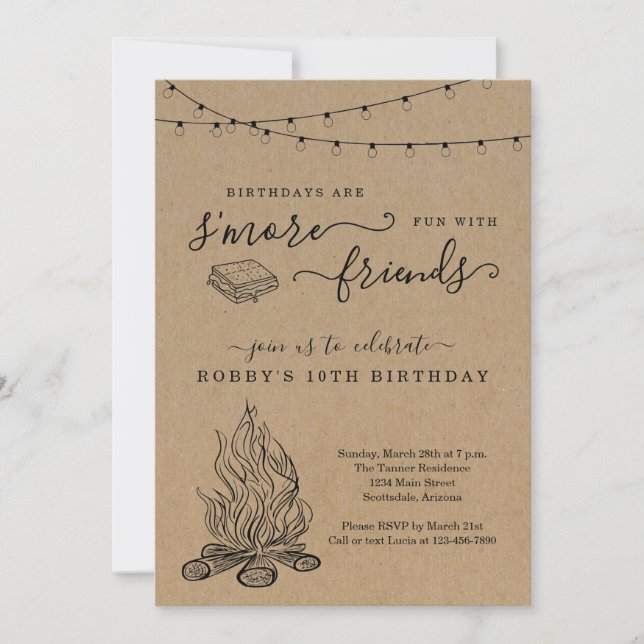S'mores Invitation fête d'anniversaire (Devant)