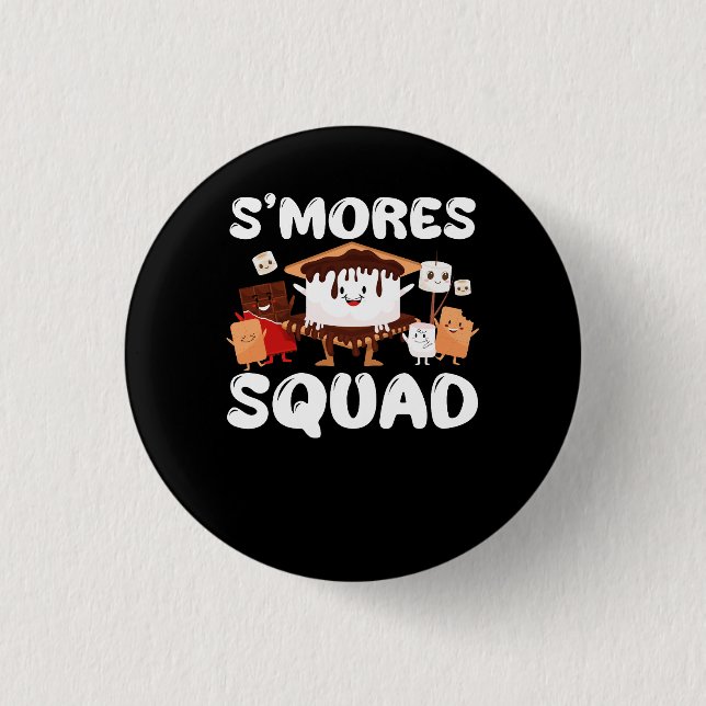 S'mores Marshmallows Funny Smores Squad Camping Ca 1 Inch Round Button (Front)