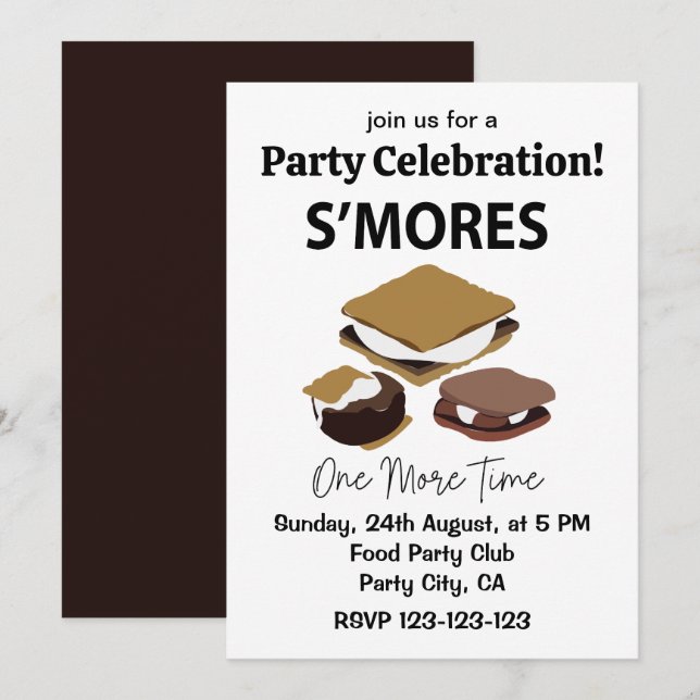 Smores S'mores Dessert One More Time Smore Invitation (Front/Back)