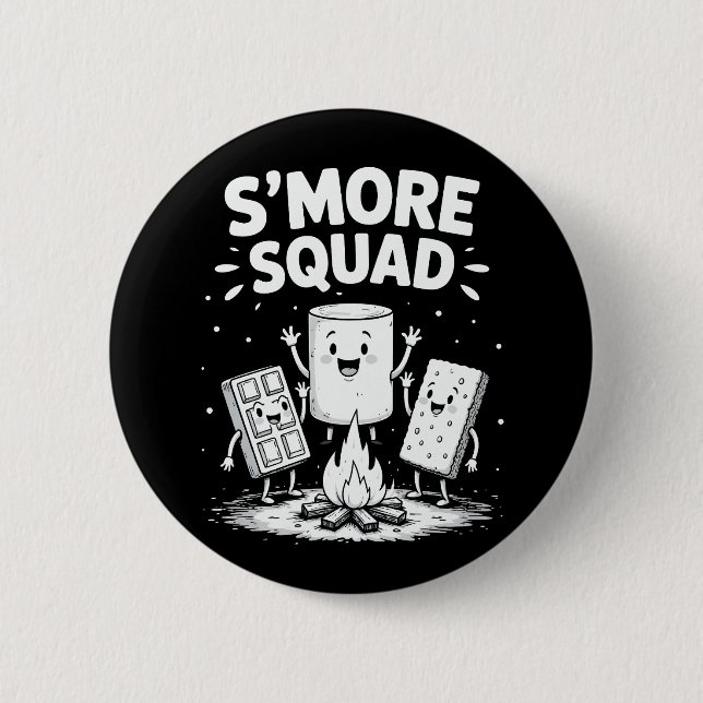 S'mores Squad Camping Campfire Cute Marshmallow 2 Inch Round Button (Front)