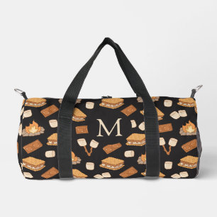 S'mores Vintage Camping Bonfire Monogram Camp Duffle Bag