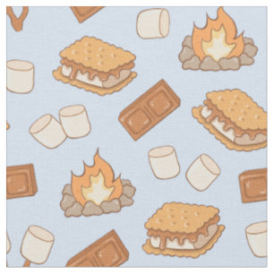S'mores Vintage Camping Marshmallow Bonfire Camp Fabric