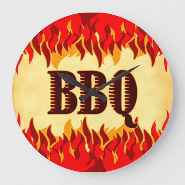 Smouldering BBQ with Red Flames Wall Clock (Front)