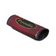 Smudge Burgundy Red with Black and Gold Label Luggage Handle Wrap (Angled)