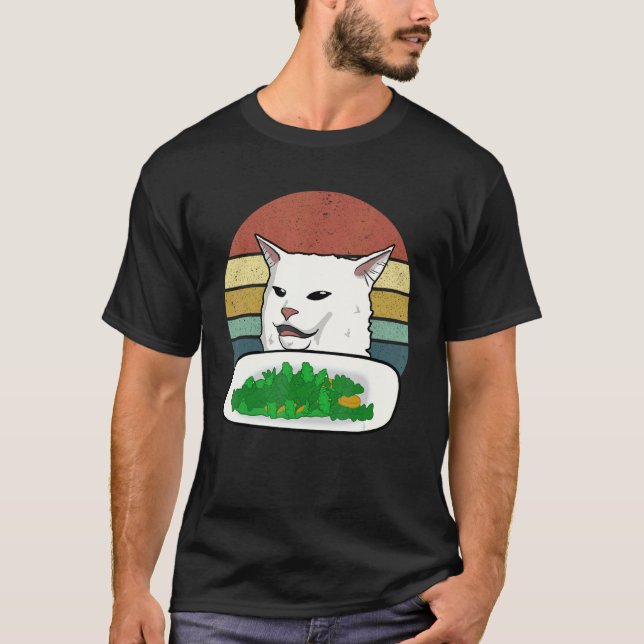 Smudge Cat Doesn't Care For Salad Funny T-Shirt (Front)