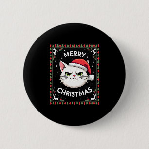 Smudge Cat Ugly Christmas Sweater  (1) 2 Inch Round Button