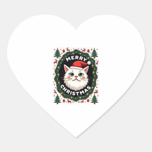 Smudge Cat Ugly Christmas Sweater  (1) Heart Sticker