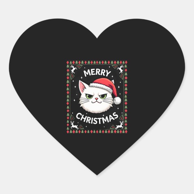 Smudge Cat Ugly Christmas Sweater  (1) Heart Sticker (Front)