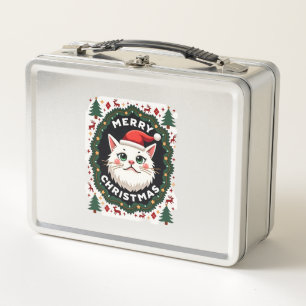 Smudge Cat Ugly Christmas Sweater  (1) Metal Lunch Box