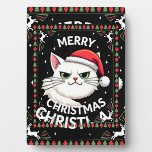 Smudge Cat Ugly Christmas Sweater (1) Plaque