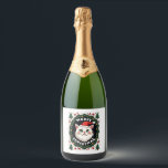 Smudge Cat Ugly Christmas Sweater  (1) Sparkling Wine Label<br><div class="desc">Smudge Cat Ugly Christmas Sweater  (1)</div>