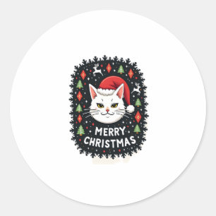 Smudge Cat Ugly Christmas Sweater  (2) Classic Round Sticker