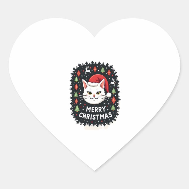 Smudge Cat Ugly Christmas Sweater  (2) Heart Sticker (Front)