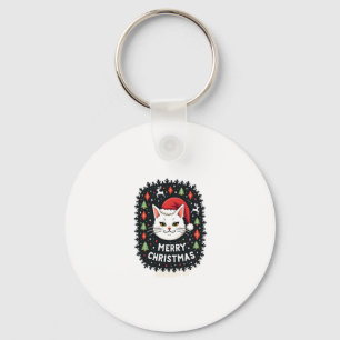 Smudge Cat Ugly Christmas Sweater (2) Keychain