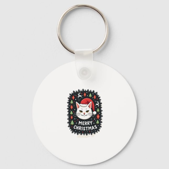 Smudge Cat Ugly Christmas Sweater  (2) Keychain (Front)