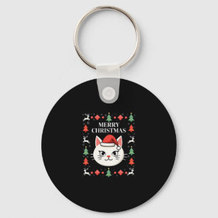 Smudge Cat Ugly Christmas Sweater  (2) Keychain