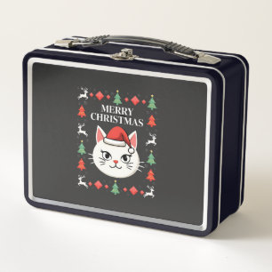 Smudge Cat Ugly Christmas Sweater (2) Metal Lunch Box